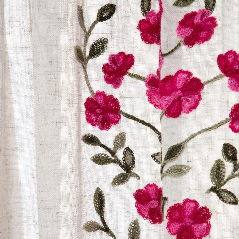 Homla, Darla, zasłona, z haftowanymi kwiatami, 140-250 cm