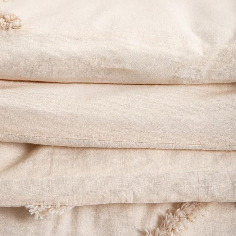 Homla, Delia, pościel, z pranej bawełny beżowa z przeszyciami, 160-200 cm