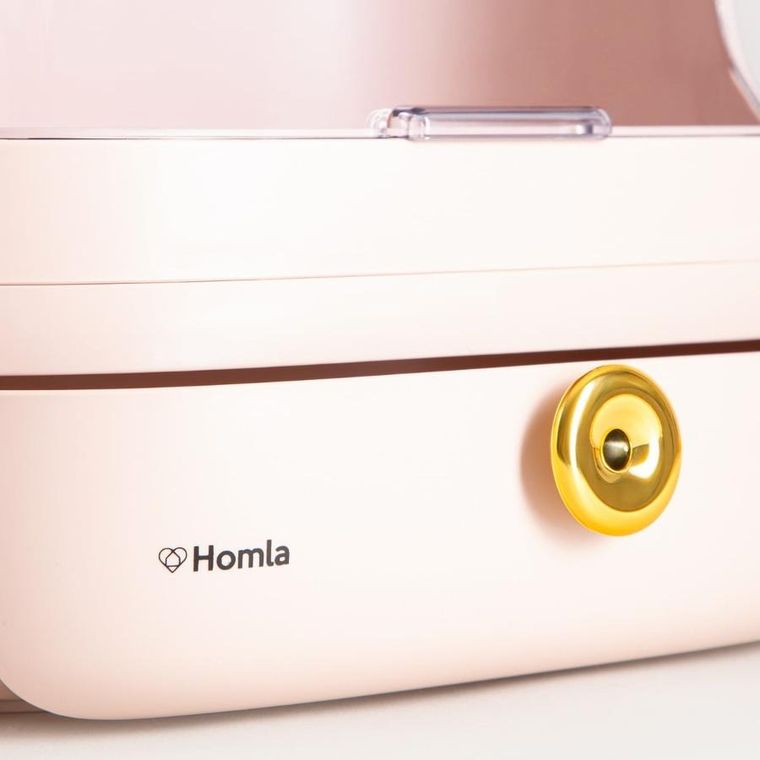 Homla, Eleni, kuferek, na kosmetyki beżowy, 27-18-33,5 cm