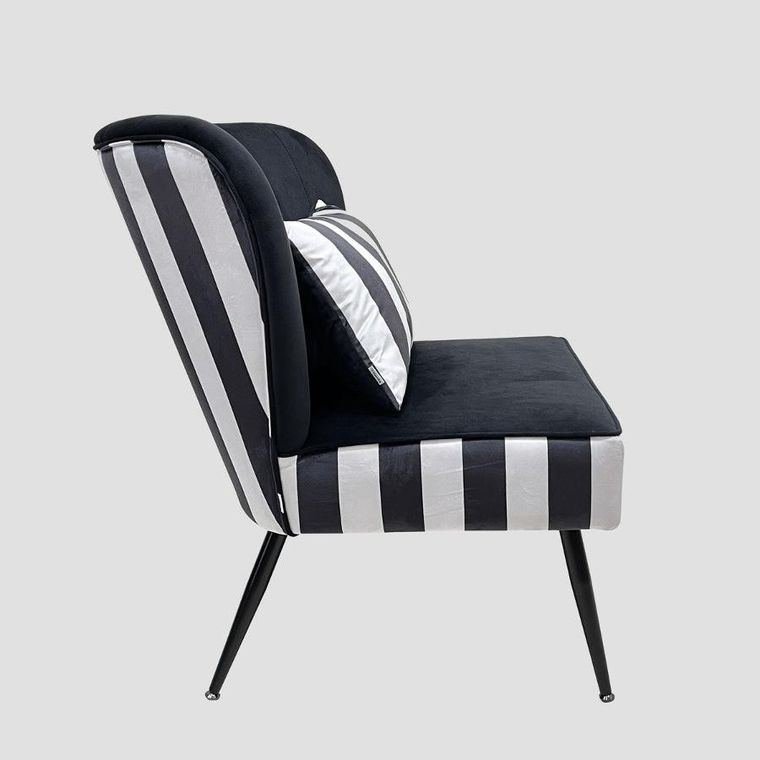 Homla, Eloya, fotel, biało-czarne pasy, 71-75,5-86 cm