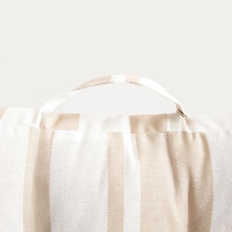 Homla, Evelyn, poduszka, w beżowe pasy z pikowaniem i uchwytem, 50-50 cm