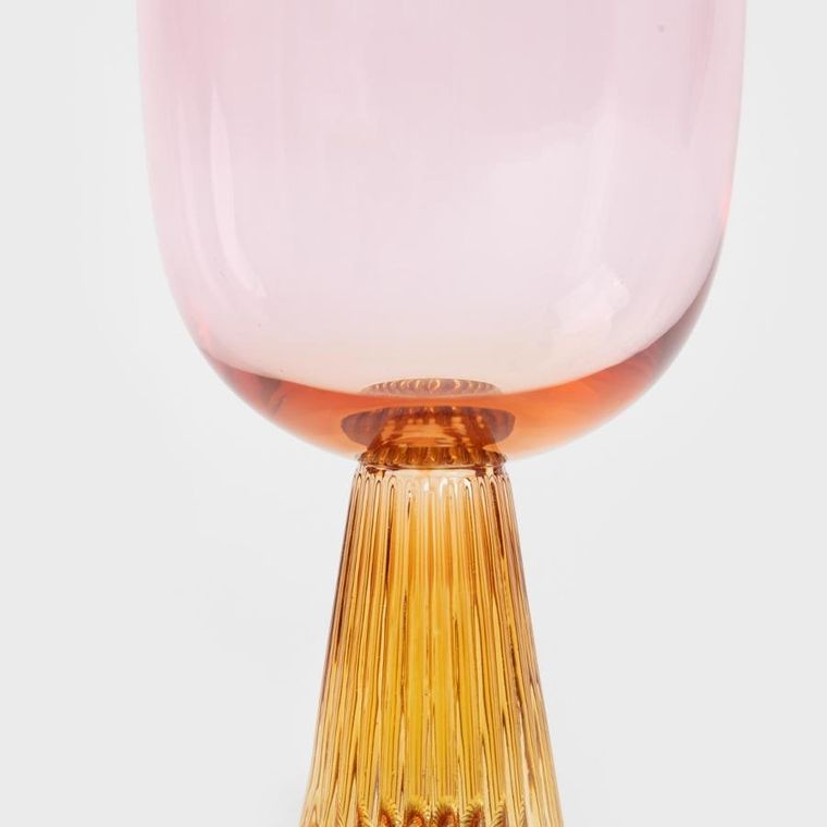 Homla, Fantasie, kieliszek z ryflowaną nóżką, różowo-żółty, 0,31l, 731426