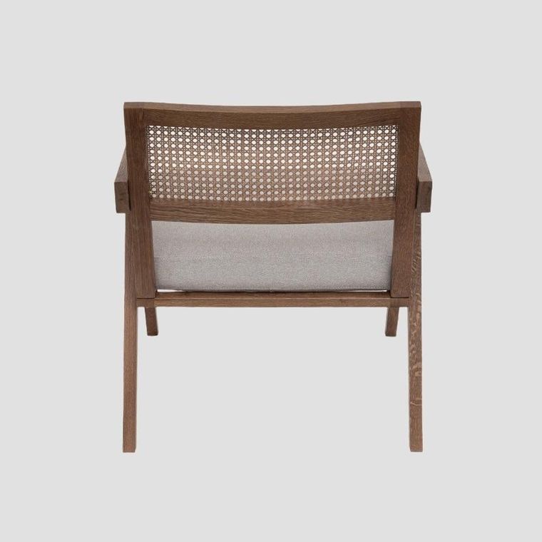 Homla, Fedele, fotel, drewniany dębowy z rattanem, brązowy, 63-75-75 cm