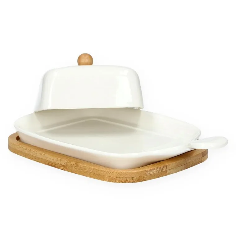 Homla, Fincan, Maselniczka ceramiczna z bambusowa podstawką 22 cm