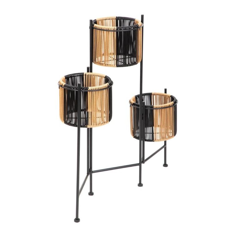 Homla, Floero, kwietnik z plecionką, beżowo-czarny, 67-23-70 cm