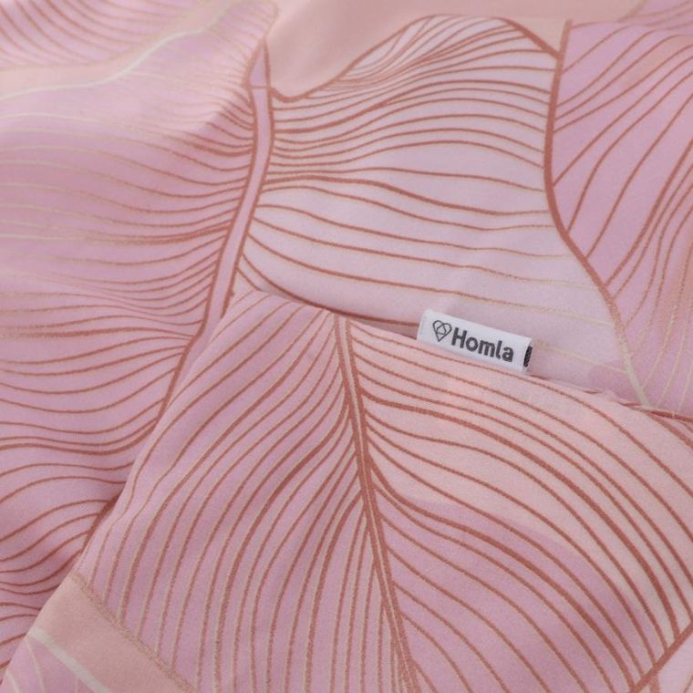 Homla, Gallo, Pościel z mikrofibry różowa w liście 200-220 cm