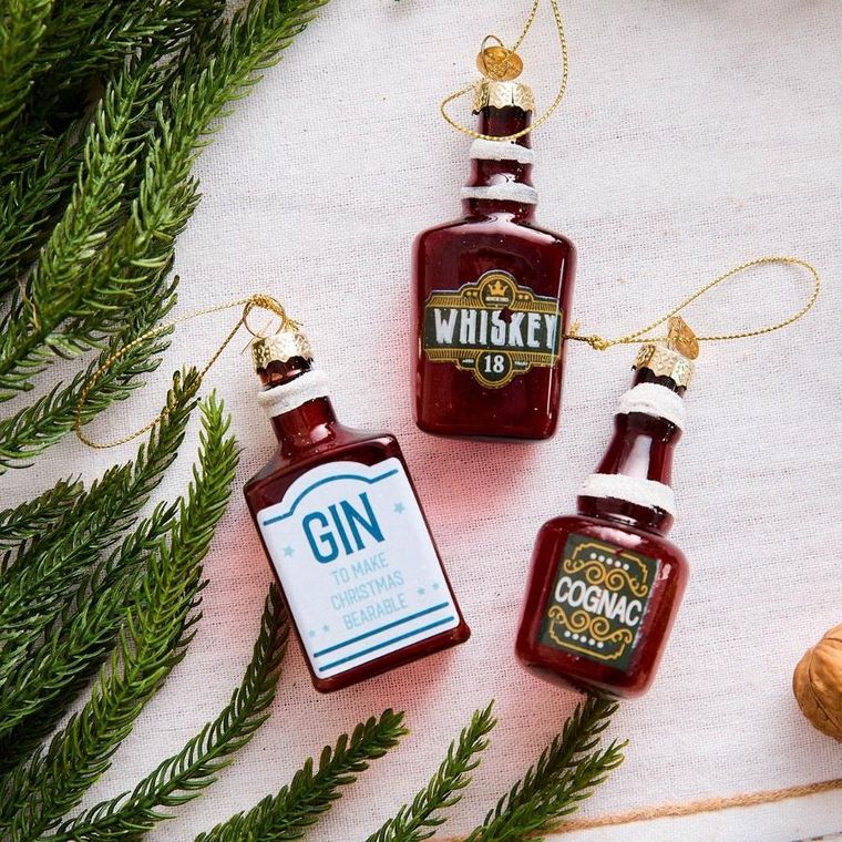 Homla, Gin, zawieszki, w kształcie buteleczek, 3 szt., 4-6 cm