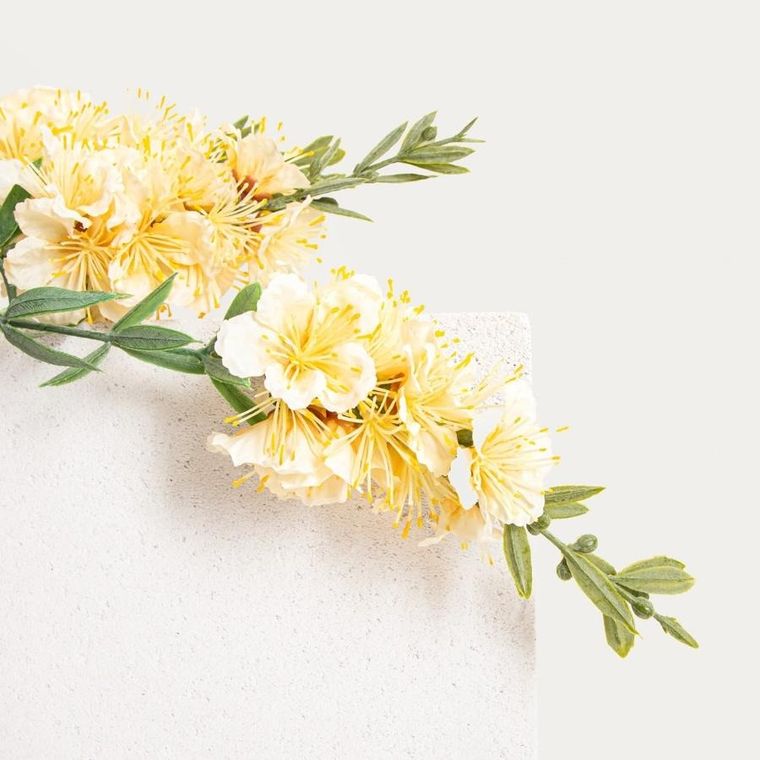 Homla, Ingger, gałązka sztuczna, potrójna żółta, 84 cm