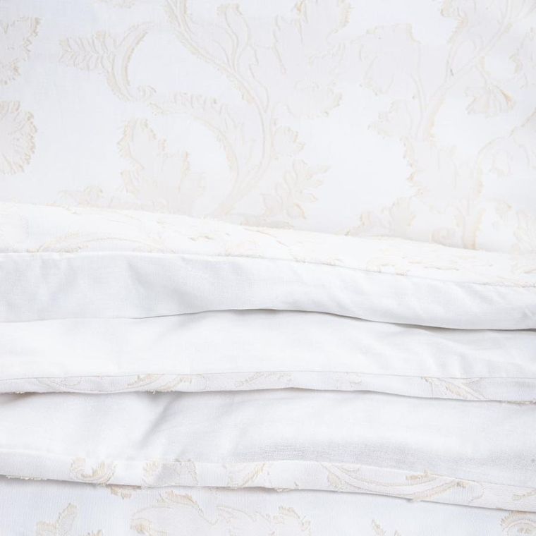 Homla, Jakad, pościel, bawełniana żakardowa biało-beżowa, 160-200 cm