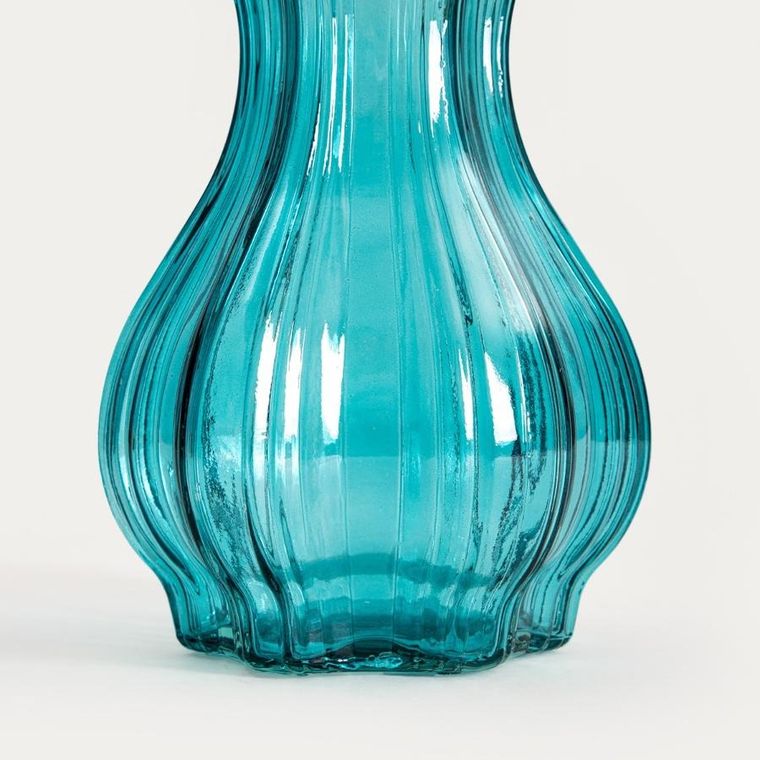 Homla, Junne, wazon, szklany turkusowy, 13-25 cm