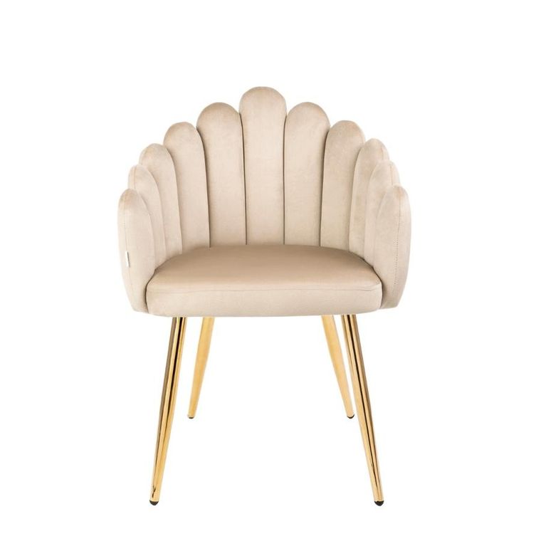 Homla, Lana, Fotel welurowy beżowy, 56-55-83 cm, ALL 850054