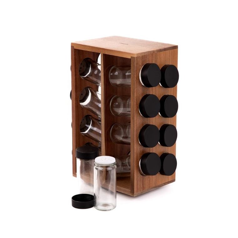 Homla, Lenne, zestaw przyprawników na stojaku obrotowym, 16 słoiczków, 28-17-12 cm