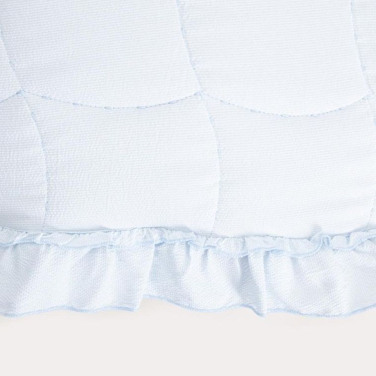 Homla, Leona, narzuta, błękitna z pikowaniem i ozdobną falbaną, 200-220 cm