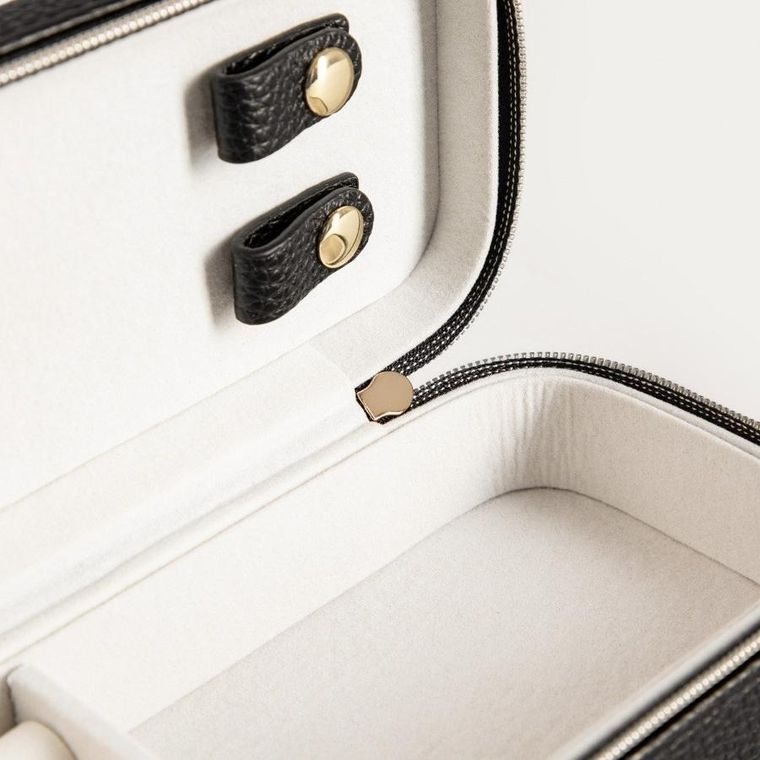 Homla, Linas, szkatułka na biżuterię, z eko skóry czarna, 17,5-8-5 cm