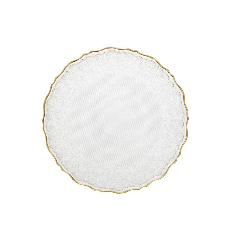 Homla, Lisala, talerz, transparentny ze złotą obwódką, 21 cm