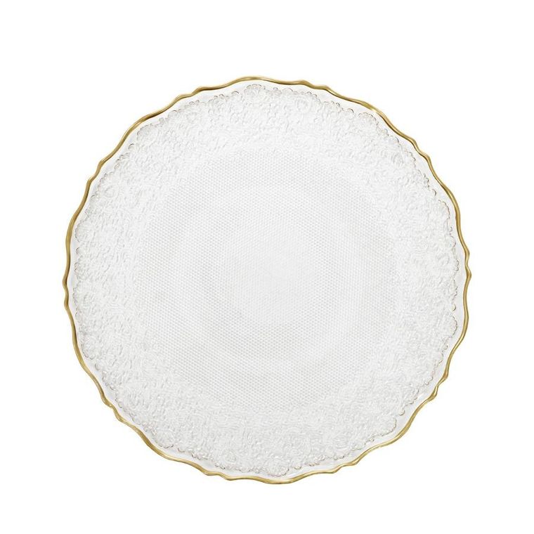 Homla, Lisala, talerz, transparentny ze złotą obwódką, 28 cm