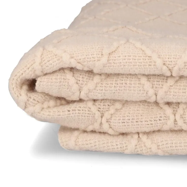 Homla, Loop, Koc beżowy w splot kulkowy, 130-170 cm, 812878