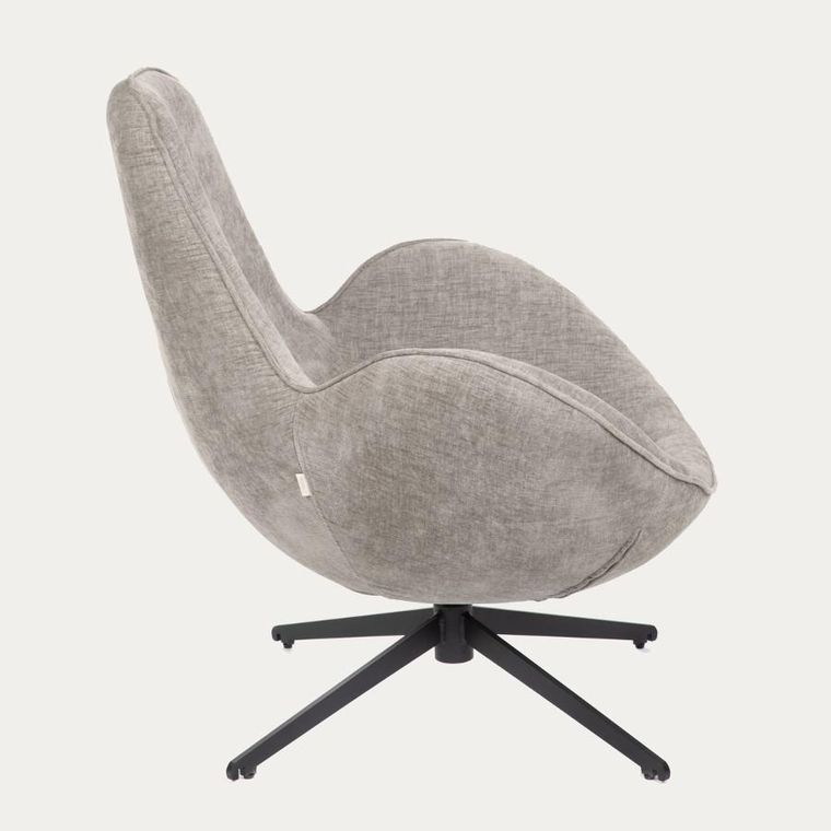 Homla, Lunaire, fotel, obrotowy welurowy, beżowy, 86-76-87 cm