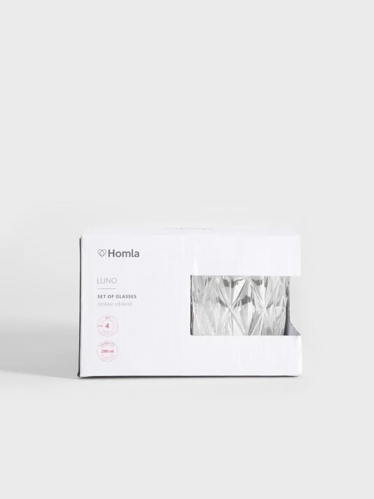 Homla, Luno, zestaw szklanek transparentnych, 280 ml, 4 szt.