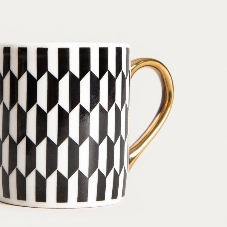 Homla, Lunya, filiżanka, ze spodkiem, czarno-białe wzorki, 0,1l