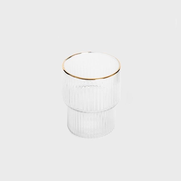 Homla, Lynn, szklanka, piętrowana ryflowana mała ze złotym rantem, 0,32l