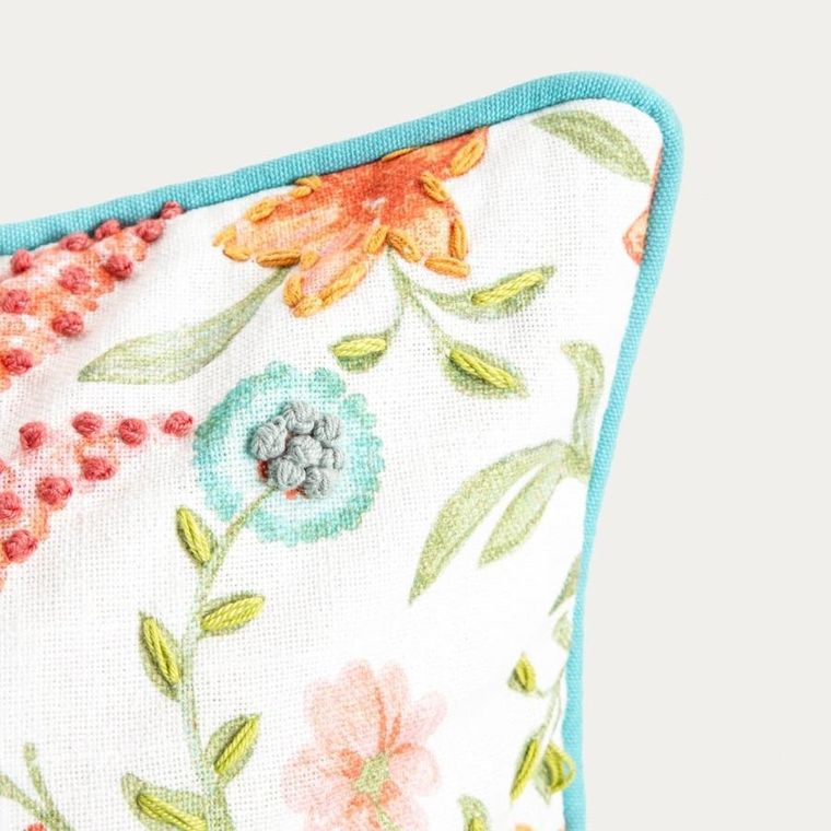 Homla, Mada, poszewka, bawełniana z lamówką zdobiona haftem, 45-45 cm