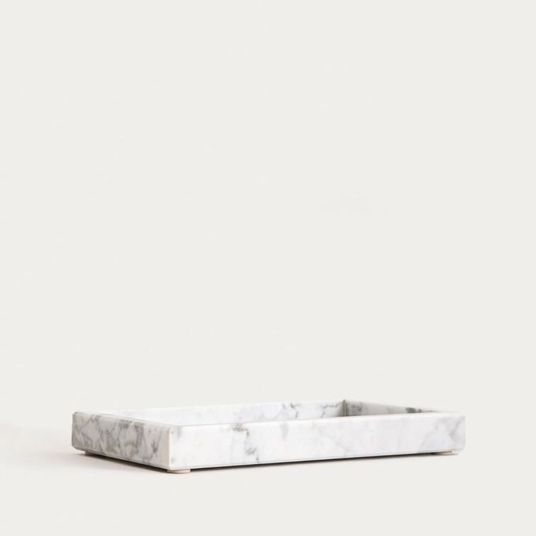 Homla, Marmuri, taca dekoracyjna, marmurowa biała, 25-15-3 cm