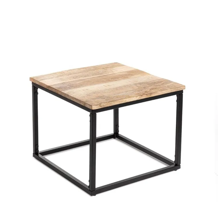 Homla, Maya, zestaw stolików kawowych, lite drewno mango + metal, 110-60-45 cm, 50-50-40 cm