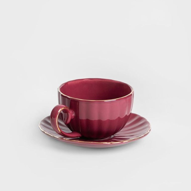 Homla, Mina, filiżanka, ze spodkiem duża burgundowa, 0,25 l