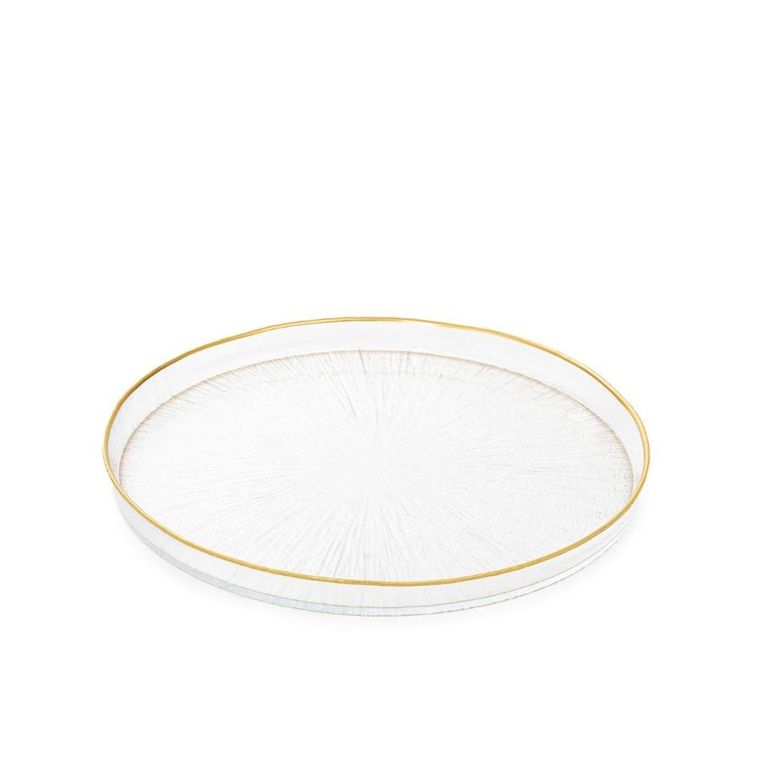 Homla, Monze, talerz, transparentny ze złotą obwódką, 21 cm