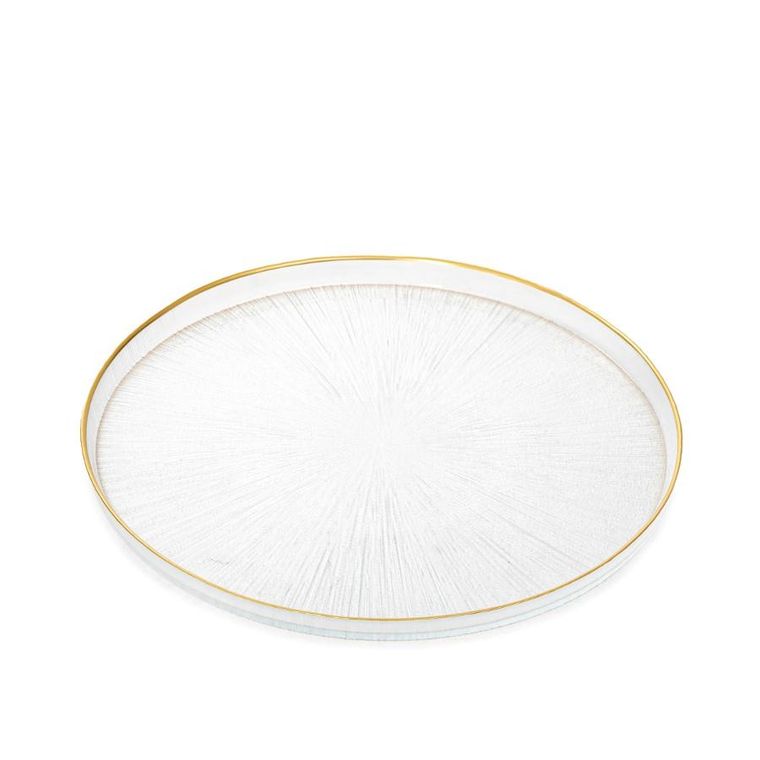 Homla, Monze, talerz, transparentny ze złotą obwódką, 28 cm