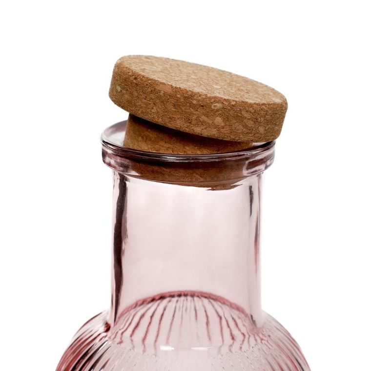 Homla, Natia, karafka, ryflowana z korkiem różowa, 1l