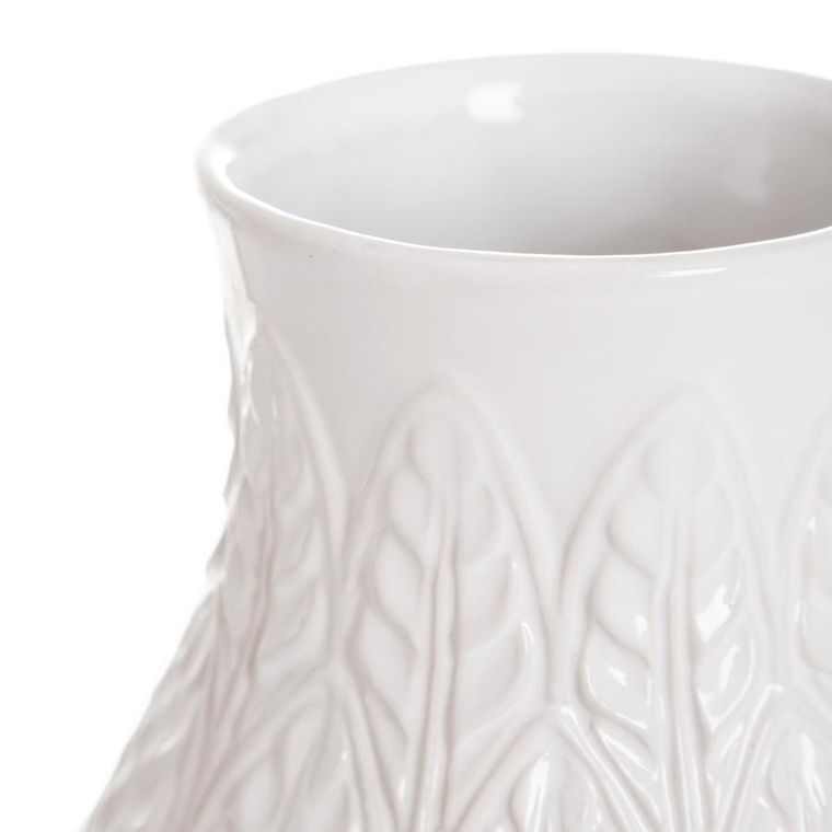 Homla, Natto, wazon, ceramiczny z tłoczeniami ecru, 15-15-24 cm