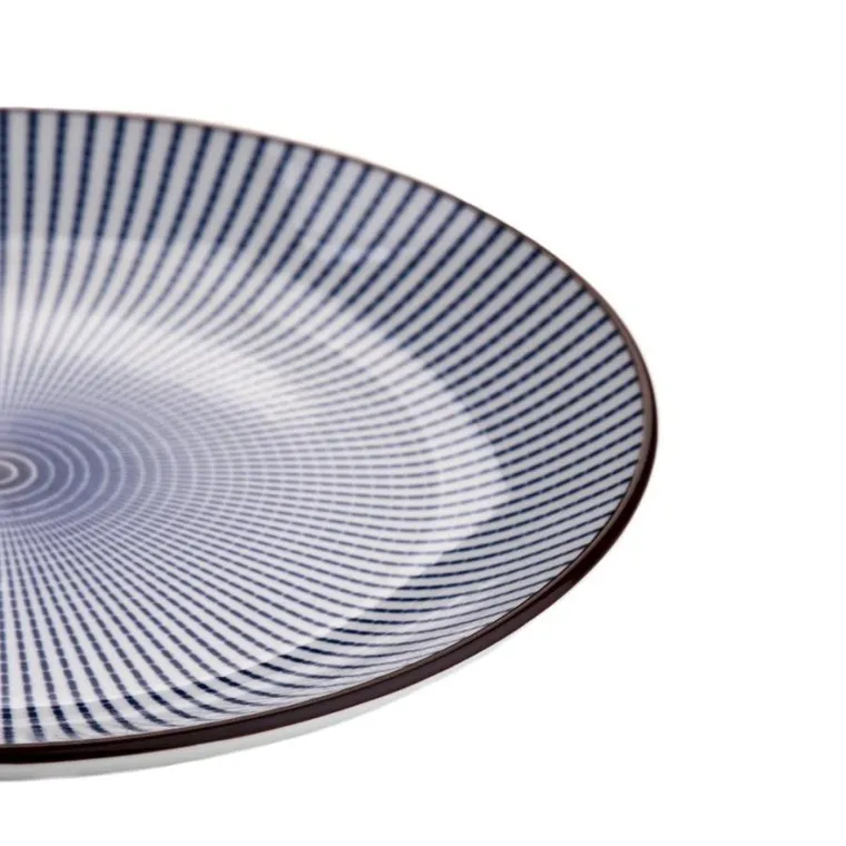 Homla, Navia, talerz deserowy granatowy z brązową obwódką, 19 cm