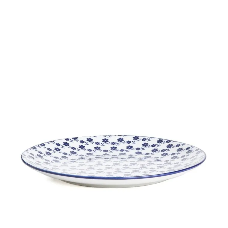 Homla, Navia, talerz, obiadowy granatowy w kwiatuszki, 27 cm