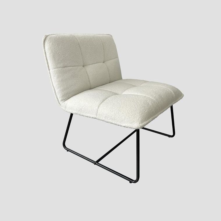 Homla, Nelox, fotel w tkaninie teddy bouclé, ecru, 63-69-73 cm