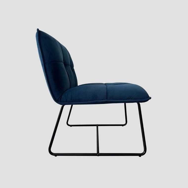 Homla, Nelox, fotel welurowy, granatowy, 63-69-73 cm