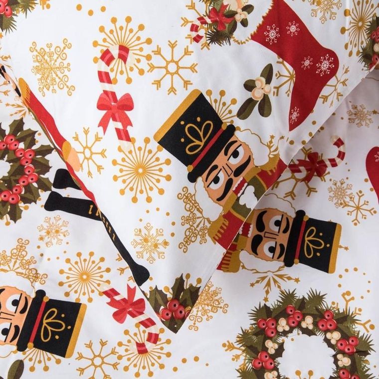 Homla, Nutcracker B2, pościel, biała w nadruk, 200-220 cm