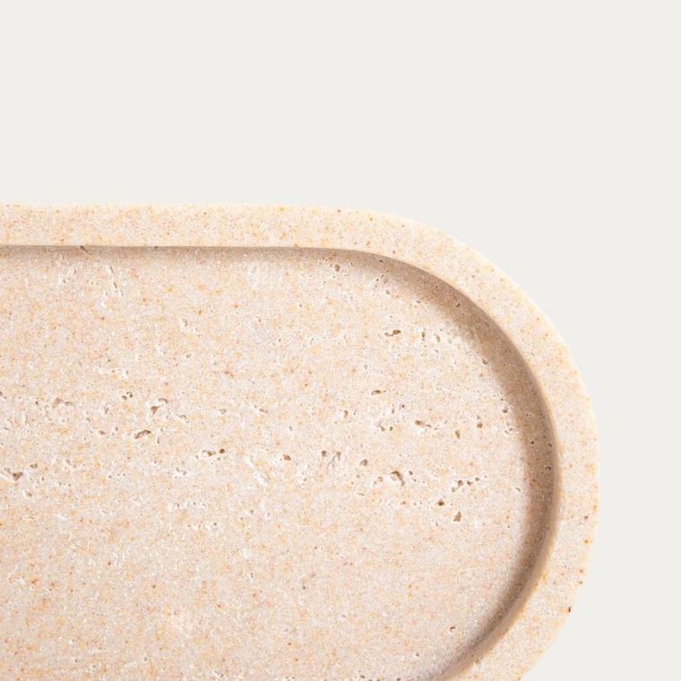 Homla, Onda, taca dekoracyjna, owalna beżowa, 25-12-1,5 cm