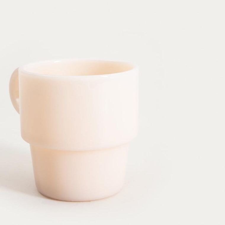 Homla, Pallora, szklanka, z uchem z mlecznego szkła beżowa, 0,25l