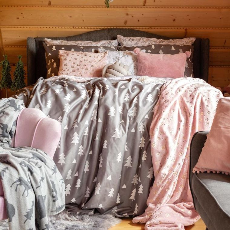 Homla, Pema, pościel, z mikrofibry w choinki zielona, 160-200 cm