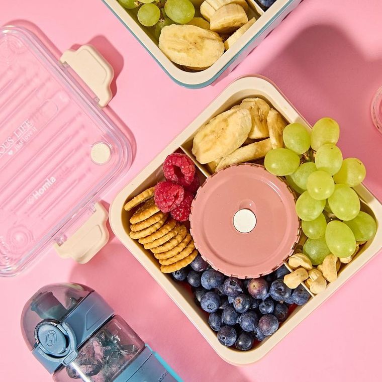 Homla, Poppie, lunchbox ze sztućcami, różowy, 2,15l, 896038