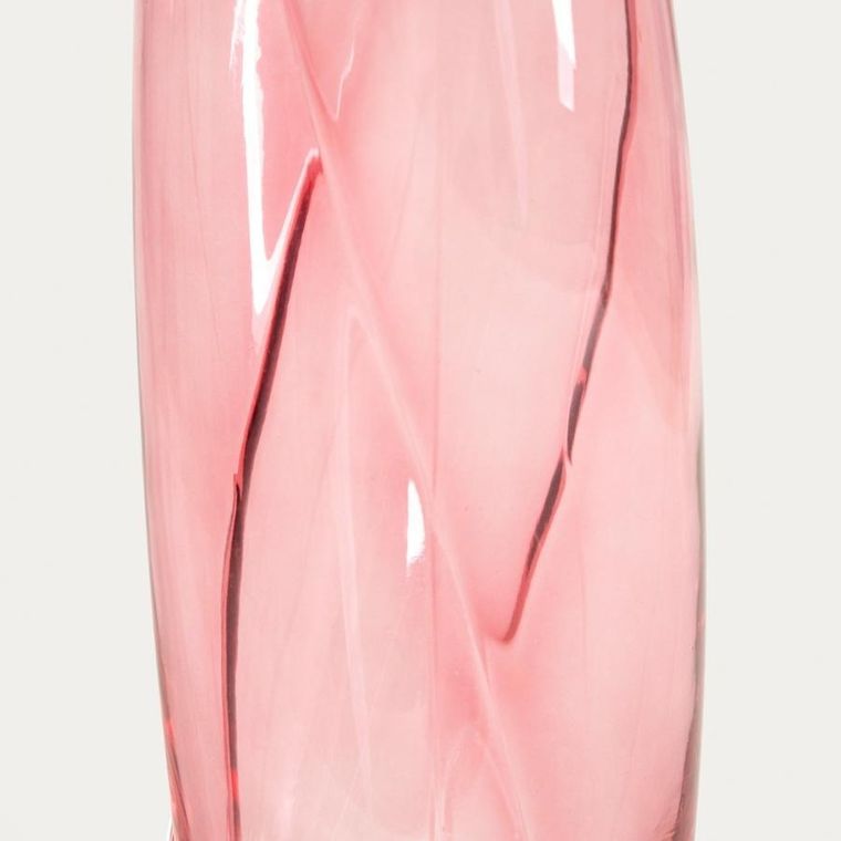 Homla, Raya, wazon, szklany skręcony różowy, 10,5-10,5-26 cm