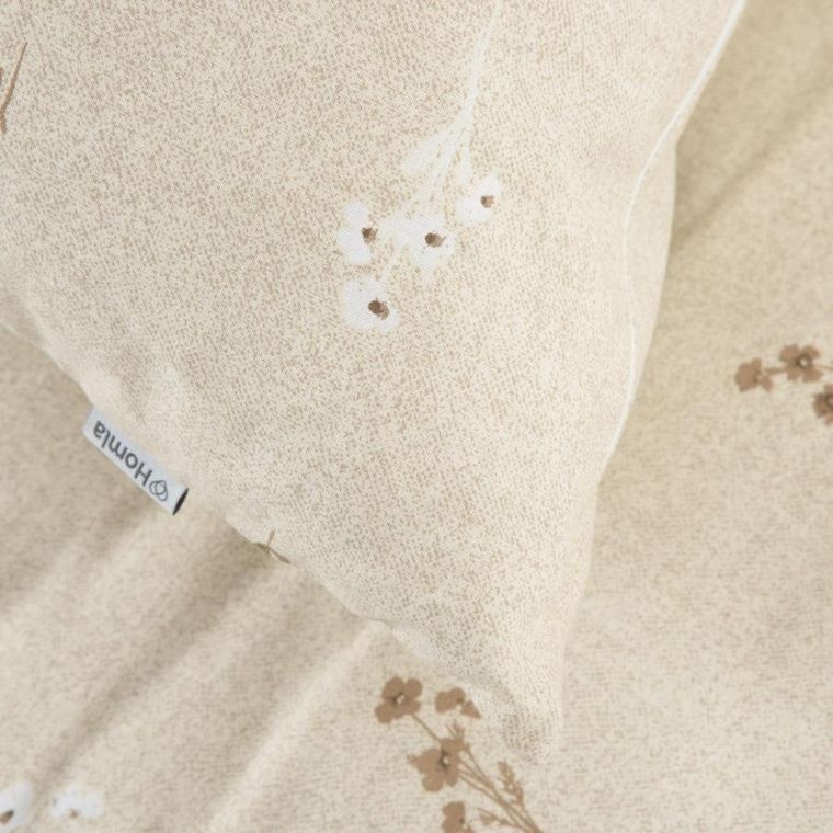 Homla, Rem, Pościel bawełniana beżowa w kwiaty 160-200 cm