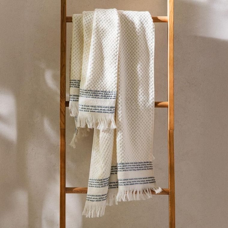 Homla, Rosop, ręcznik, boho z granatowymi paskami, 70-130 cm