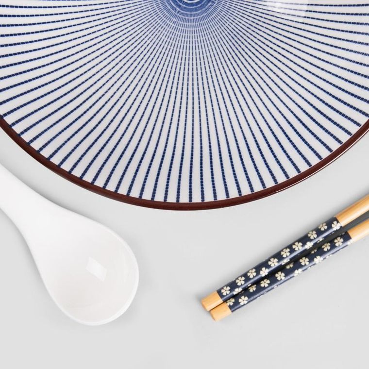 Homla, Salado, zestaw do ramen w paski z brązowym rantem, 21 cm