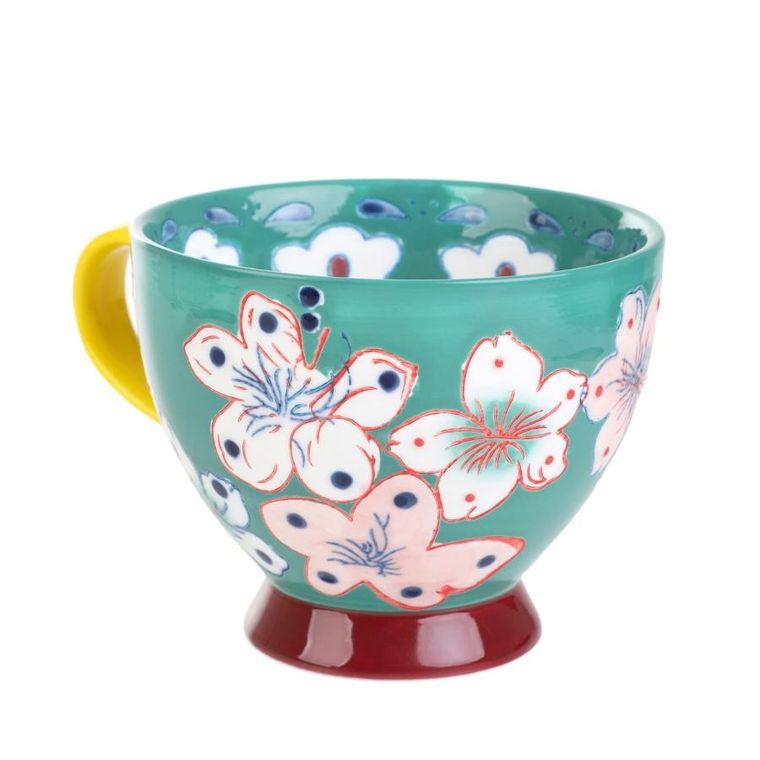 Homla, Salva, Kubek rręcznie malowany turkusowy, 0,4 l, 886596