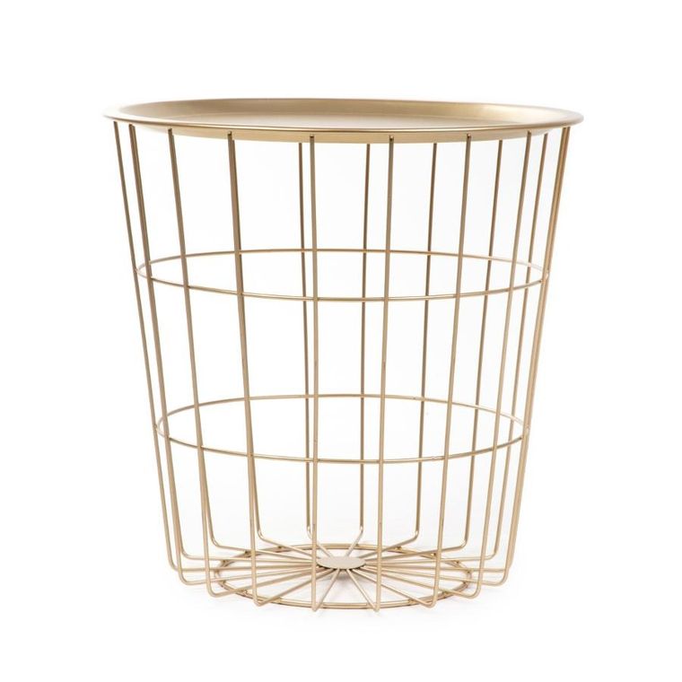 Homla, Scandi, stolik, złoty ze złotym blatem, 41-41-41 cm