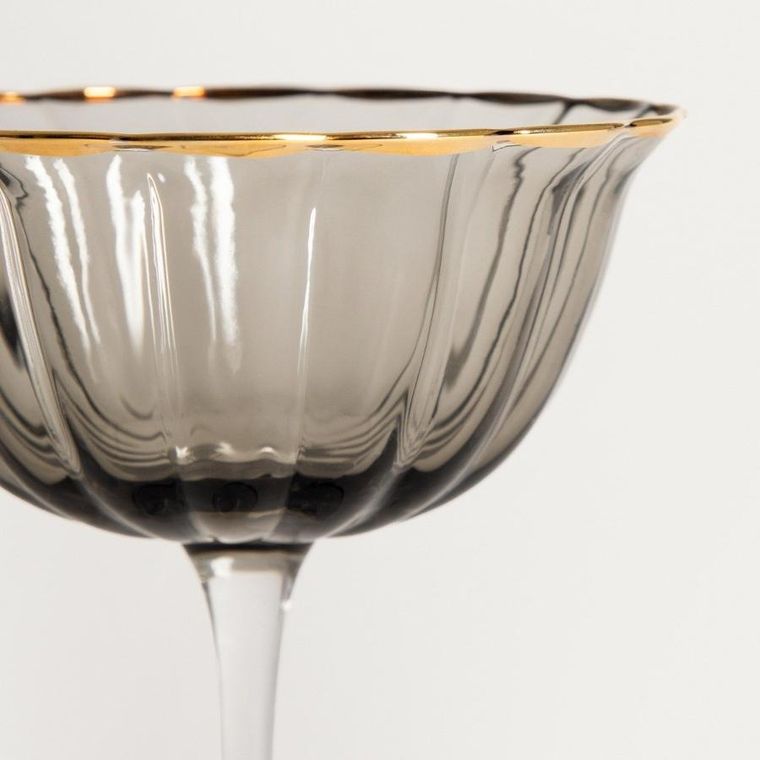 Homla, Scuro, kieliszek koktajlowy, czarny ze złotym rantem, 0,2l