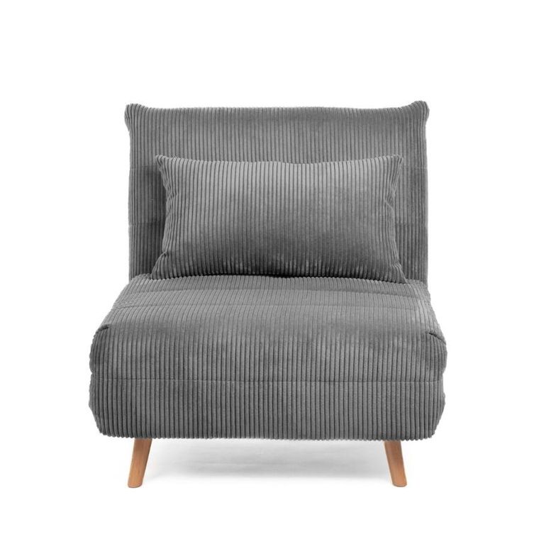 Homla, Solace, sofa sztruksowa, 1-osobowa, z funkcją spania, szara, 83-91-84 cm, 871639